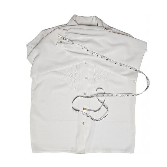 Christie & Jill 80's Vintage Elegant White Embroidered Women's Blouse - Picture 13 of 15